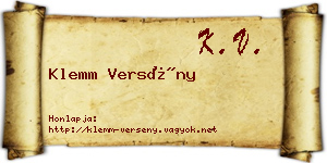 Klemm Versény névjegykártya